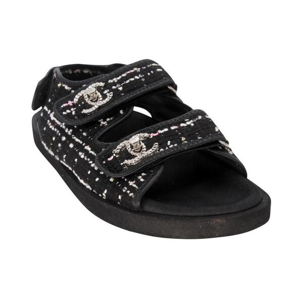 Chanel Turnlock 39 Tweed Leather Cc Dad Sandals CC-0712N-0001 - Picture 7 of 11